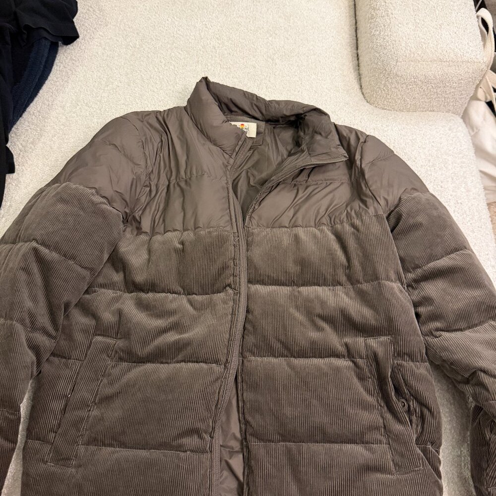 Marine Layer Olive Corduroy Puffer Jacket Sz M Mens